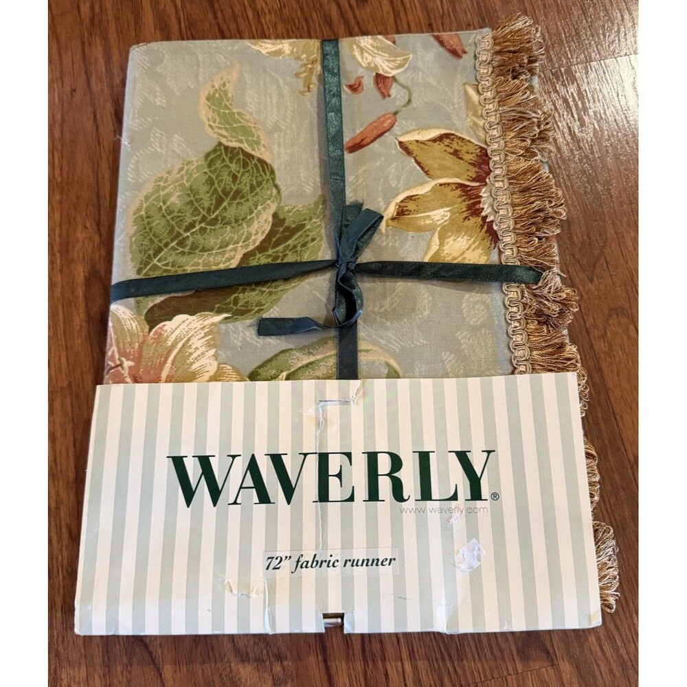 Waverly TABLE RUNNER Floral Woodland Retreat Cotton VINTAGE 72” New